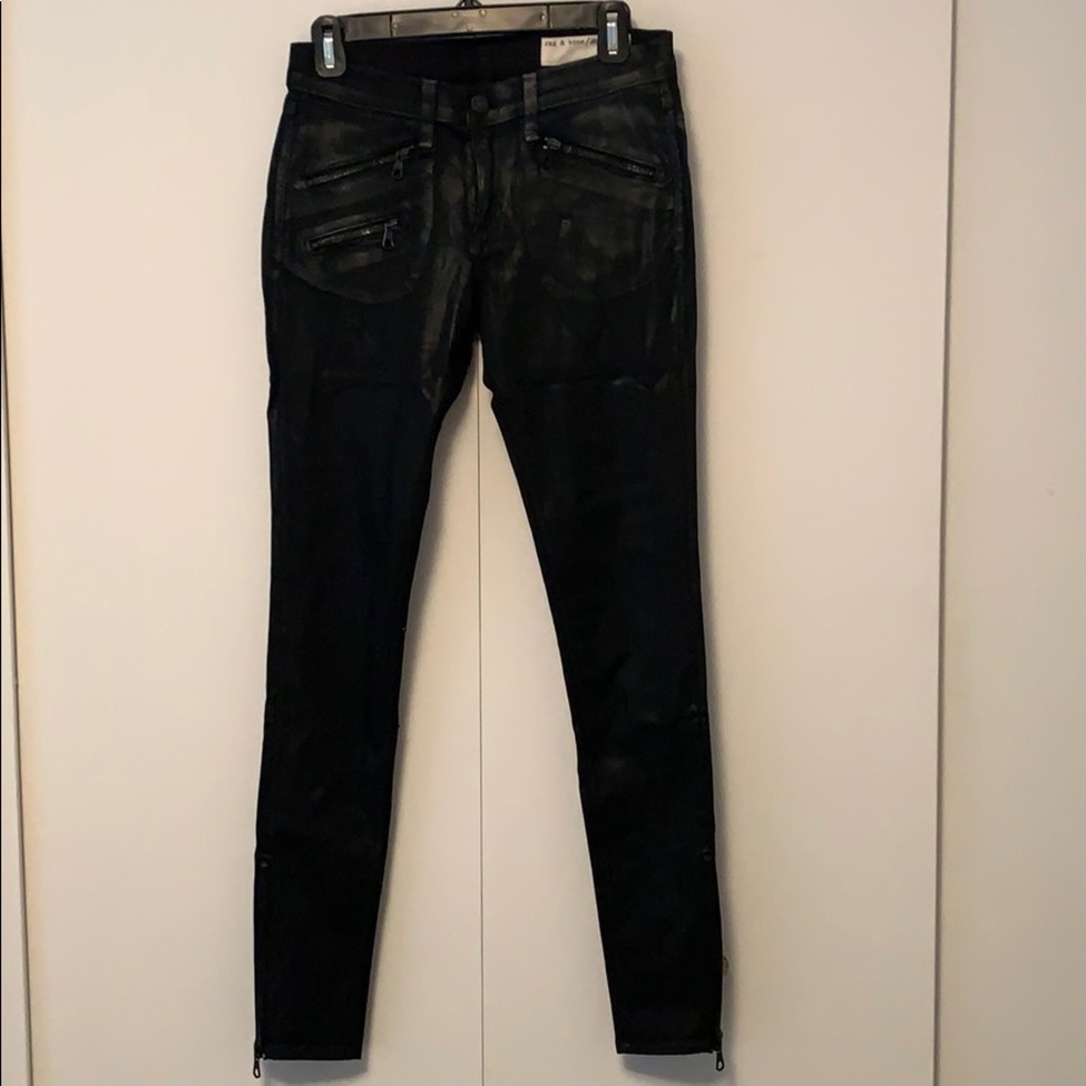 Rag & Bone Black Coated Moto Jean size 26
